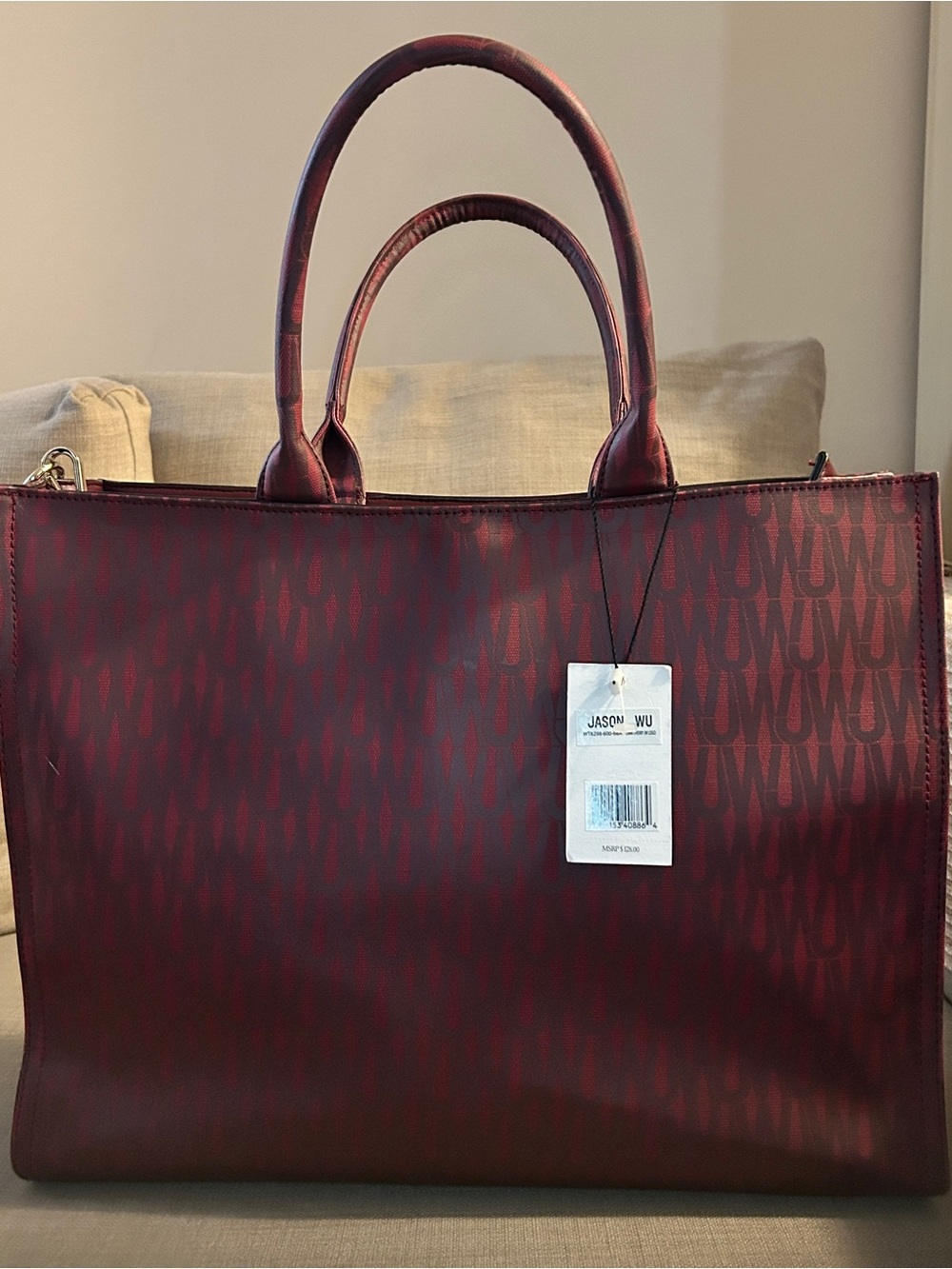 Jason Wu Monogrammed Tote Bag Dark Cherry